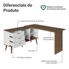 Escrivaninha em L Mesa Gamer 3 Gavetas Lisboa Madesa