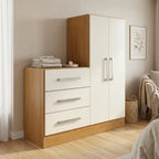 Cômoda para Quarto 3 Gavetas 2 Portas Dunas Nature e Off White Yescasa Branco