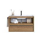 Conjunto para Banheiro Gabinete Suspenso 80cm com Cuba e Espelheira Prodecor CJ8030.20 Marrom/Mel