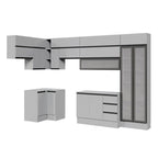 Cozinha Modulada Nara CabeCasa MadeiraOriginals 15 Peças 11 Aéreos 3 Balcões 1 Cristaleira Cinza
