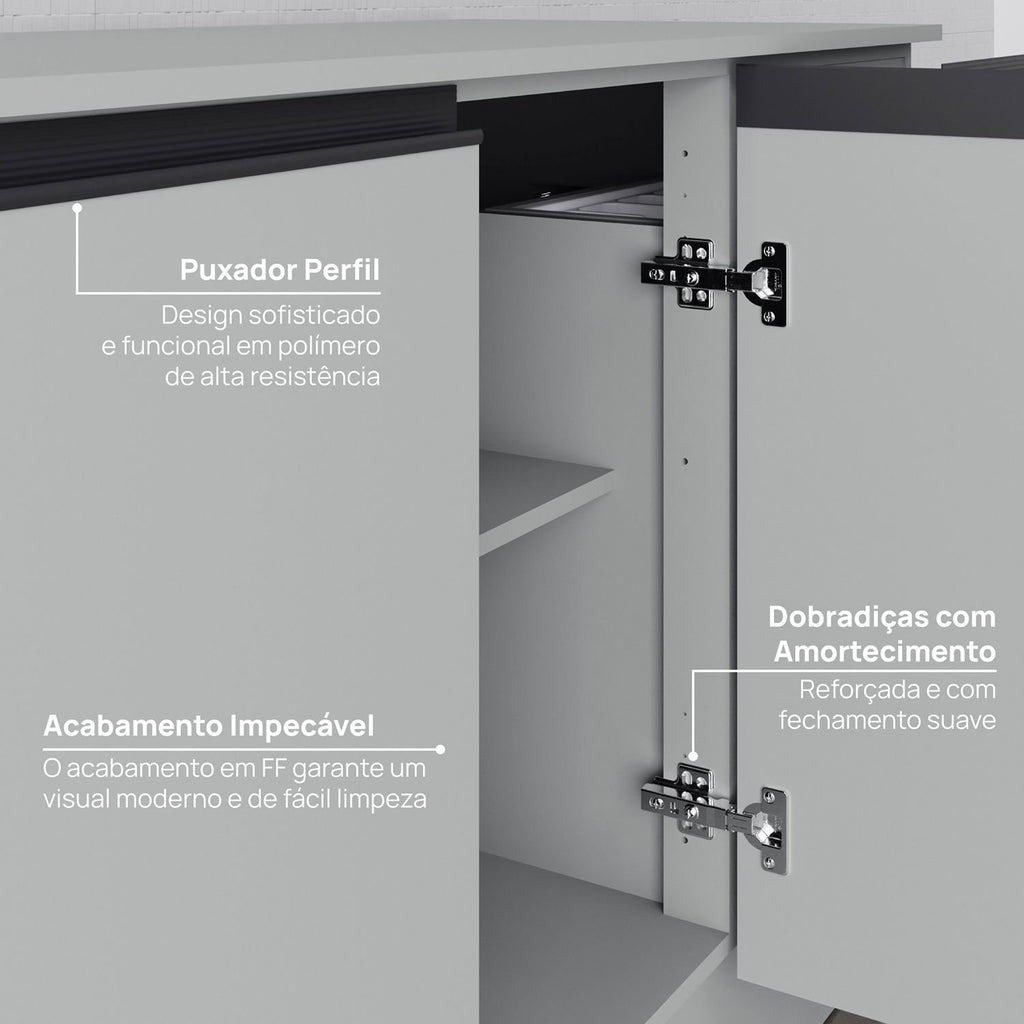 Balcão de Pia 120cm com Tampo Nara CabeCasa MadeiraOriginals Cinza