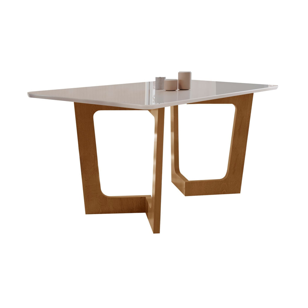 Conjunto Sala de Jantar Mesa Redonda Tampo Vidro e MDF com 6 Cadeiras Luísa Smart Plus Cel Móveis
