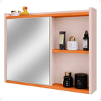 Espelheira para Banheiro DESAN Luxo 1 Porta 60cm Off White/Cinamom