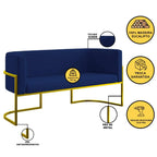 Kit 2 Poltronas e Sofá 2 Lugares para Recepção Balaqui Suede Azul Marinho