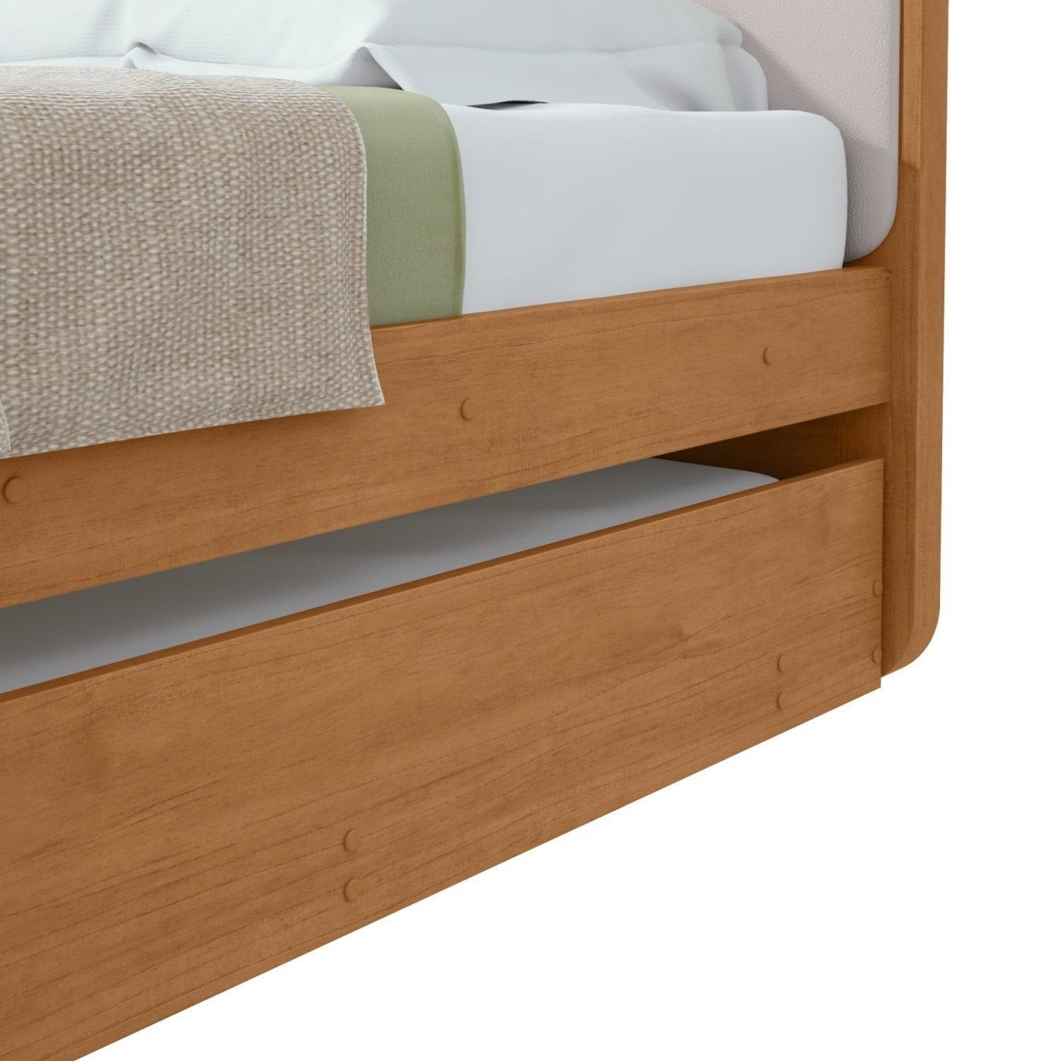 Bicama Solteiro Corino Loop Cama Auxiliar Móveis Lopas Marrom Amêndoa Clean