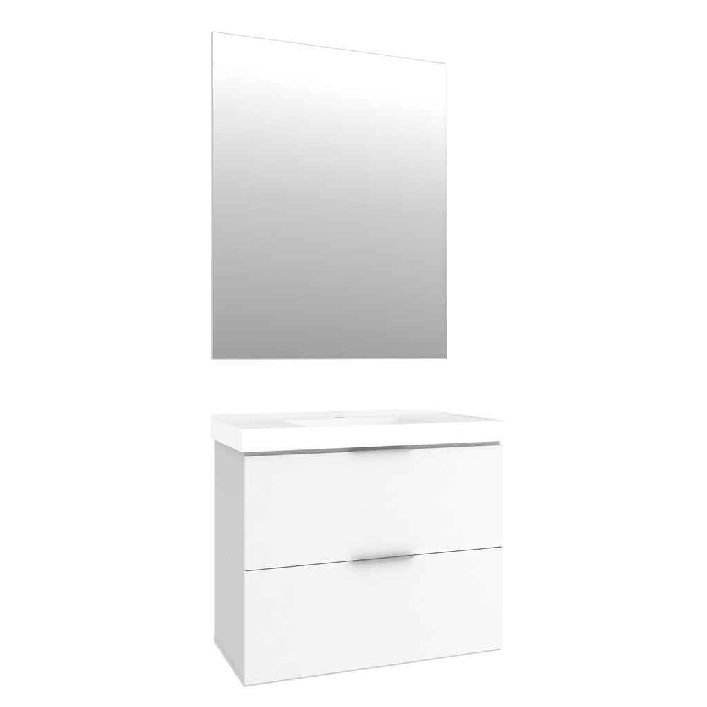 Conjunto para Banheiro Gabinete com Cuba e Espelheira Pietra Móveis Bosi 80cm Branco/Brilho