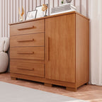 Cômoda para Quarto 1 Porta 4 Gavetas Pérola Espresso Móveis Marrom/Cinamomo