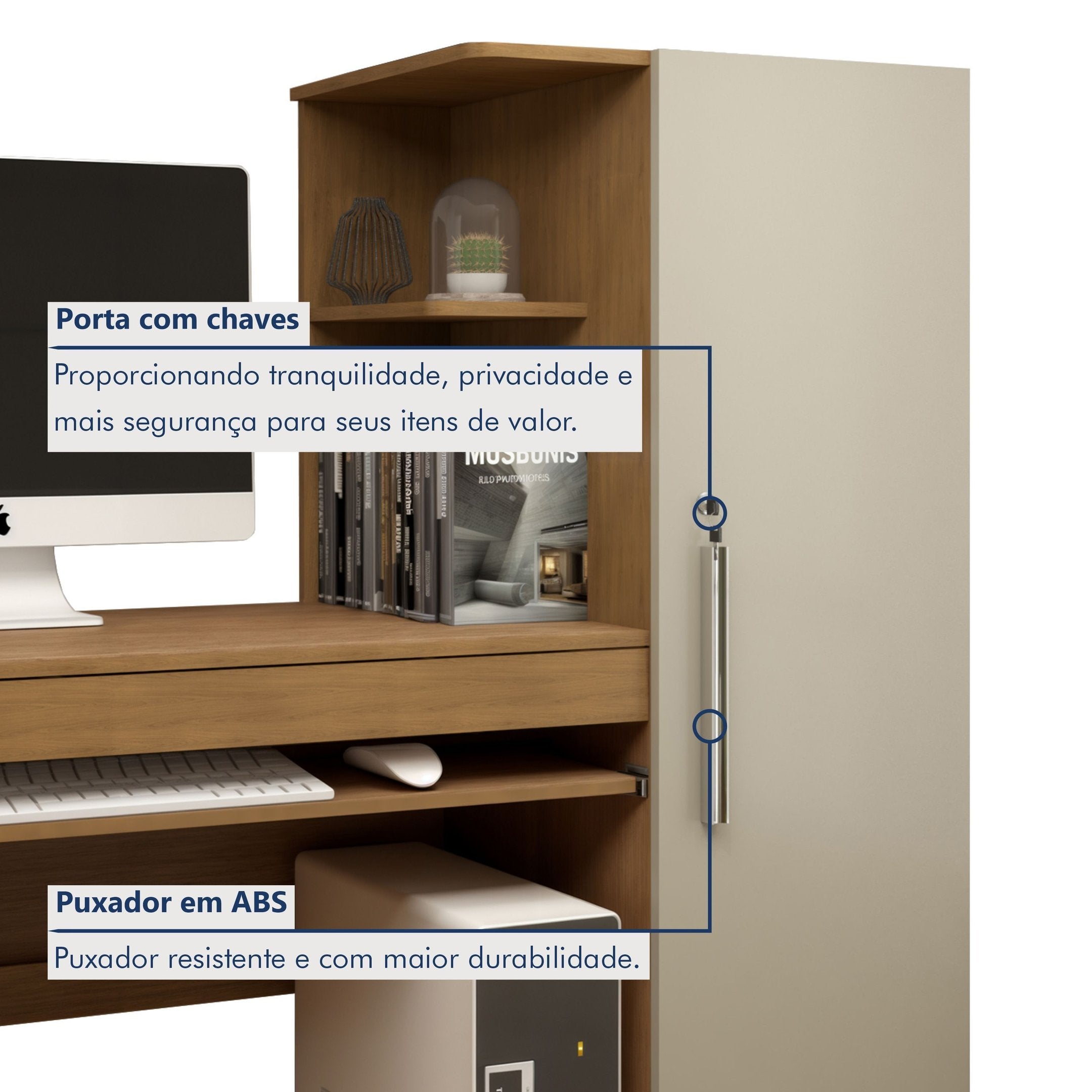 Mesa para Computador Escrivaninha com Armário Office 1 Gaveta 130cm Valdemóveis