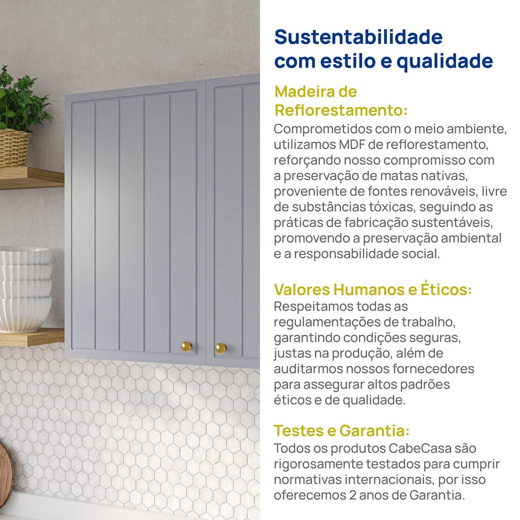 Armário Aéreo 2 Portas 80cm Marselha CabeCasa MadeiraOriginals Azul/Sereno