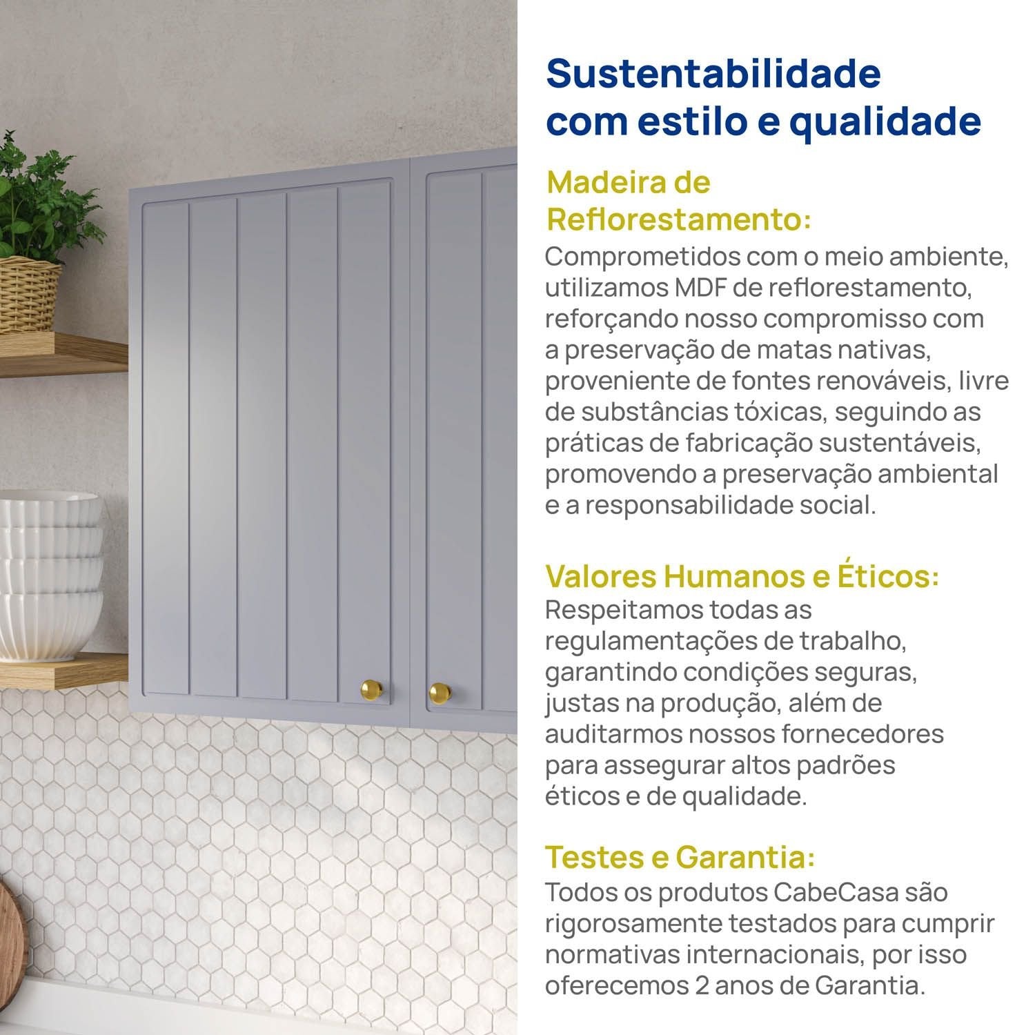 Armário Aéreo 2 Portas 80cm Marselha CabeCasa MadeiraOriginals Azul/Sereno