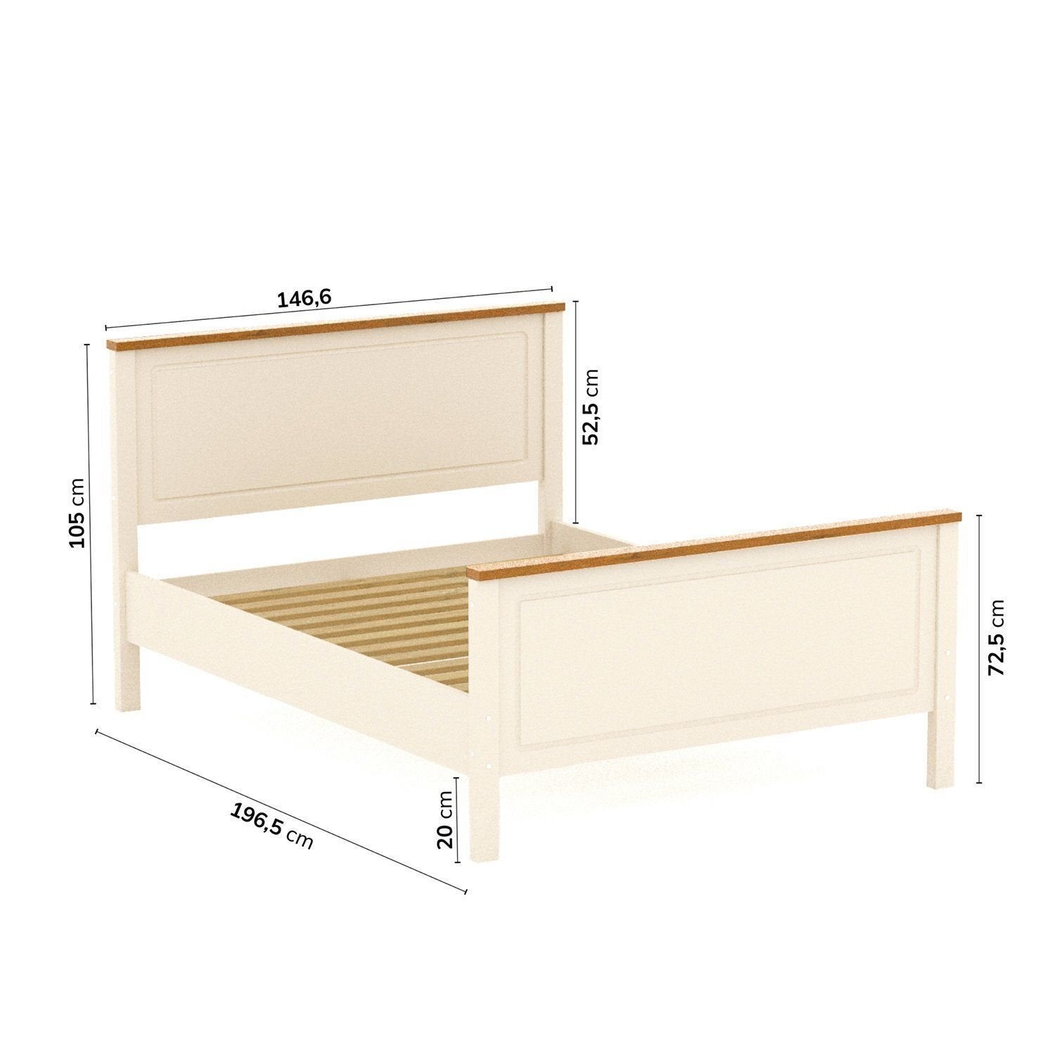 Cama Casal Ananda CabeCasa MadeiraOriginals Branco/Off-White/Mel
