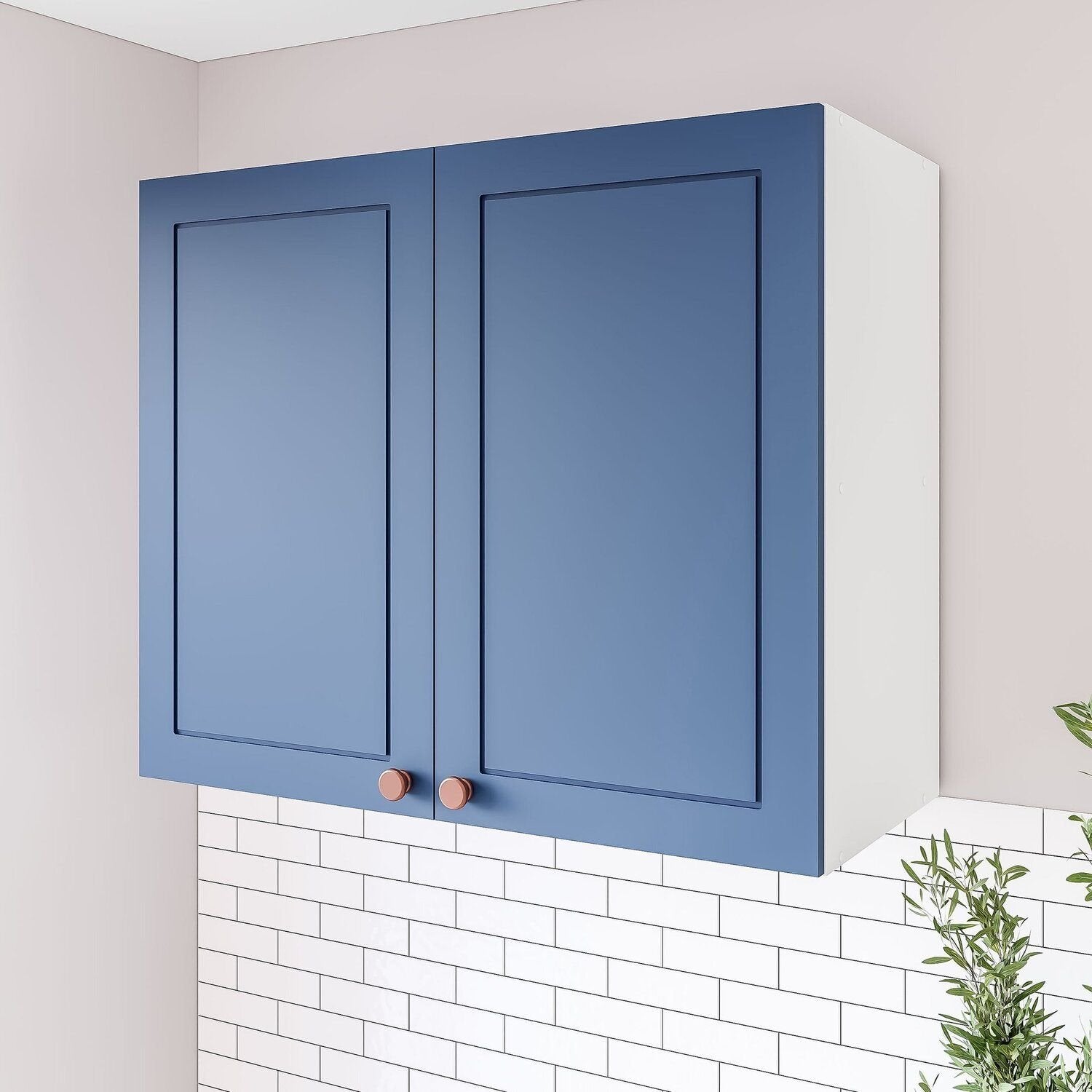 Armário Aéreo 2 Portas 80cm Pérola Yescasa Azul/Branco