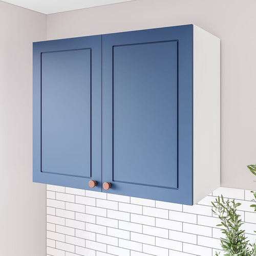 Armário Aéreo 2 Portas 80cm Pérola Yescasa Azul/Branco