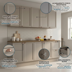 Cozinha Completa Modulada Americana 4 Peças com Balcão Tampo e 2 Gavetas Unna Yescasa