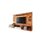 Estante Home para TV até 75” Noble 270cm com 2 Torres Nichos e LED Jequitiba/Off White Movelove