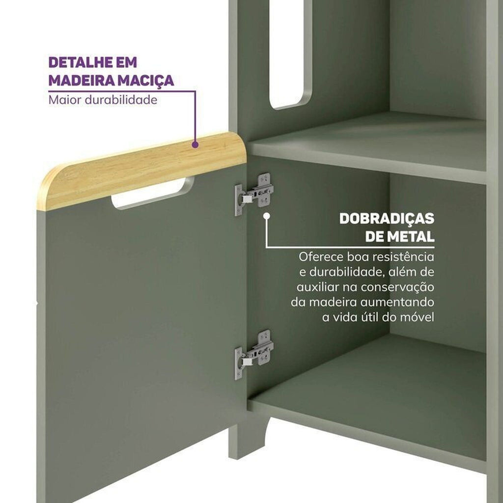 Quarto Infantil Completo Guarda-Roupa Curió Bicama Escrivaninha Estante Petit Verde/Mel Casatema