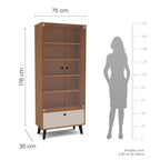 Cristaleira 2 Portas de Vidro 1 Gaveta 4 Prateleiras 75cm Londres Politorno