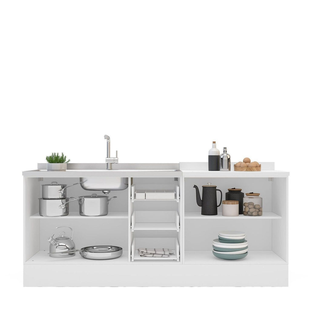 Cozinha Pérola Compacta com Rodapé 2 Peças Balcão 2 Gavetas 3 Portas Yescasa Branco