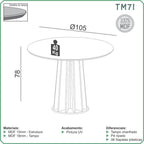 Conjunto de Jantar Mesa Redonda MDF 4 Cadeiras Tela Palha Freijó Off White Cesare Claro Dalla Costa