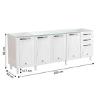 Balcão de Cozinha em Aço 5 Portas 2 Gavetas sem Tampo 200cm Star New Telasul Branco