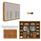 Guarda-Roupa Casal 6 Portas 8 Gavetas Portugal Yescasa 100% MDP/MDF Marrom/Cinamomo/Off White