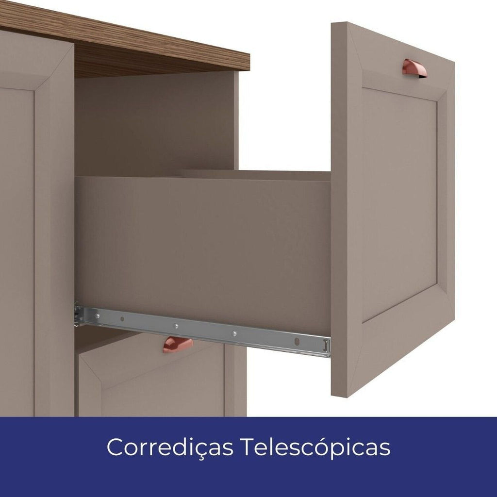 Cozinha Completa Modulada Americana 4 Peças com Balcão Tampo e 2 Gavetas Unna Yescasa