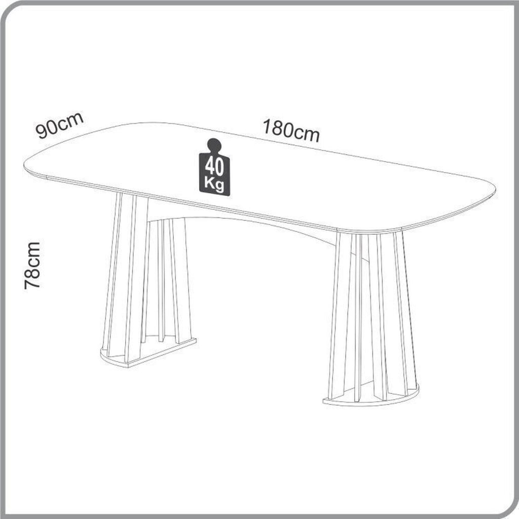 Conjunto Sala de Jantar Mesa Oval Tampo MDF com 6 Cadeiras Estofadas Bolonha Dalla Costa Off White/Freijó