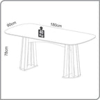 Conjunto Sala de Jantar Mesa Oval Tampo MDF com 6 Cadeiras Estofadas Bolonha Dalla Costa Off White/Freijó