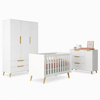 Quarto de Bebê Completo Retrô Melinda Mobili Berço 3 em 1 Cômoda e Guarda-Roupa