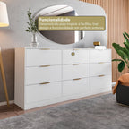 Cômoda para Quarto 9 Gavetas 200x90cm Sun Yescasa Branco