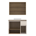 Conjunto para Banheiro Aurora Yescasa 80cm Cuba e Espelheira Bege/Mel/Arenas