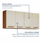 Cozinha Completa Modulada Atenas Kaiki Móveis 7 Portas 3 Gavetas Balcão Aéreo MDP Branco