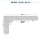 Cozinha Modulada Nara CabeCasa MadeiraOriginals 15 Peças 11 Aéreos 3 Balcões 1 Cristaleira Cinza