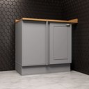 Balcão para Cozinha Canto Reto 1 Porta com Tampo Emily Espresso Móveis Cinza/Nature