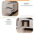Conjunto para Banheiro Bancada em Porcelanato com Cuba Esculpida, Armário e Espelheira Ripy Bumi 80cm Branco