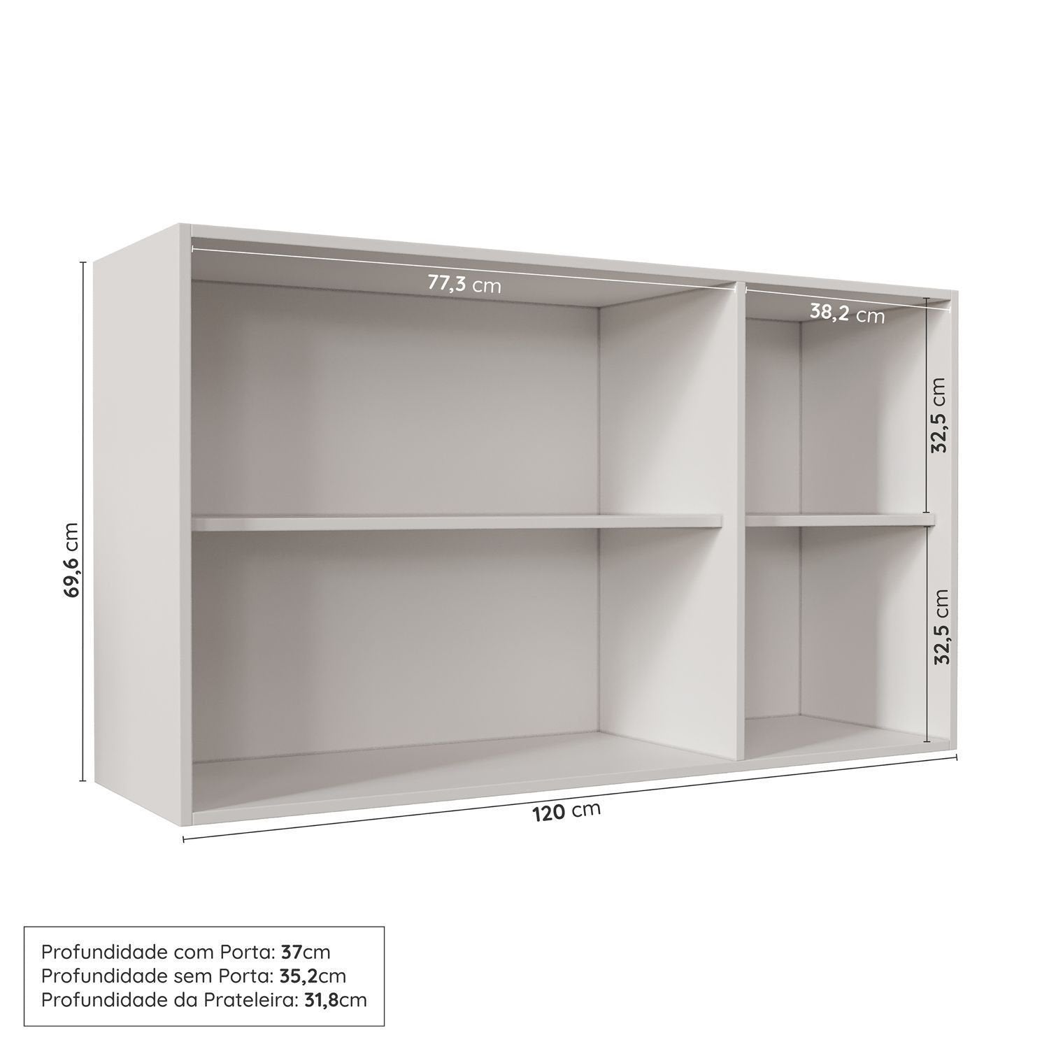 Armário Aéreo 3 Portas 120cm Arizona CabeCasa MadeiraOriginals Branco/Azul