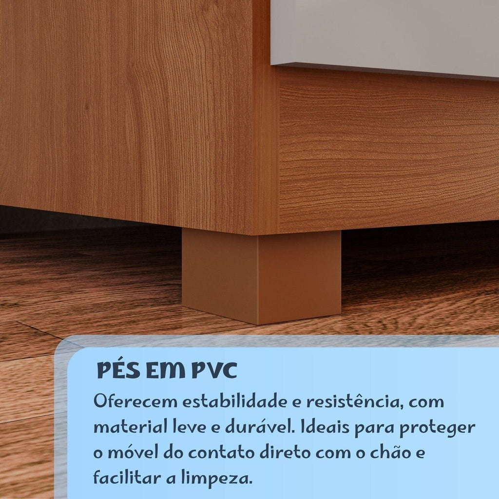 Conjunto Quarto Infantil Guarda-Roupa 4 Portas 3 Gavetas e Cômoda 8 Gavetas Alice Espresso Móveis Marrom/Cinamomo/Off White