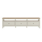 Conjunto Sala Ananda Rack, Estante e Armário Madeira Maciça Off White/Mel CabeCasa MadeiraMadeira