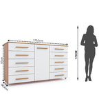 Cômoda para Quarto 10 Gavetas e 1 Porta Imperial Batrol Móveis Marrom/Freijó/Off White
