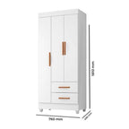 Quarto Bebê Infantil com Guarda-Roupa 3 Portas e 2 Gavetas com Cômoda 4 Gavetas Lite Infantil Móveis Leão Branco