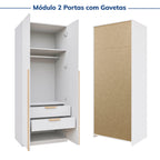 Guarda-Roupa Modular 2 Peças 4 Portas e Gaveteiro Jade CabeCasa MadeiraOriginals