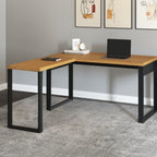 Conjunto Escritório Mesa Escrivaninha em L com Gaveteiro 100% MDF 3 Gavetas 157,5cm Industrial Freijó/Preto Espresso Móveis