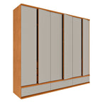 Guarda-Roupa Casal 6 Portas 9 Gavetas 270cm Tóquio Yescasa 100% MDF Bege/Cinamomo/Off White