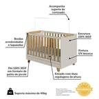 Berço Minicama 4 em 1 Americano 100% MDF Levy Espresso Móveis Bege/Off-White/Amêndoa