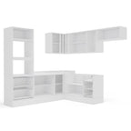 Cozinha Completa Modulada 8 Peças com Rodapé Pérola Yescasa Cinza/Branco