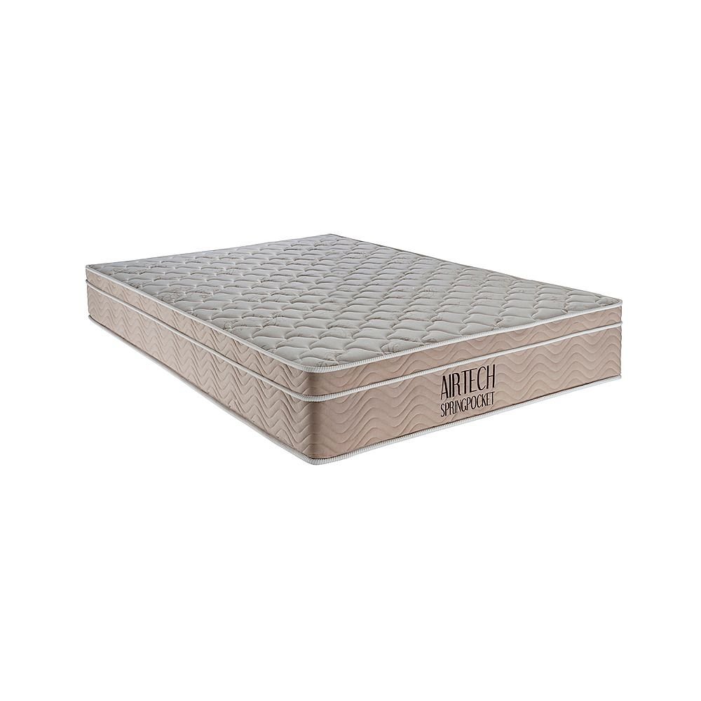 Colchão Casal Molas Ensacadas Ortobom Airtech Spring Pocket Branco Bege 138x188x25cm