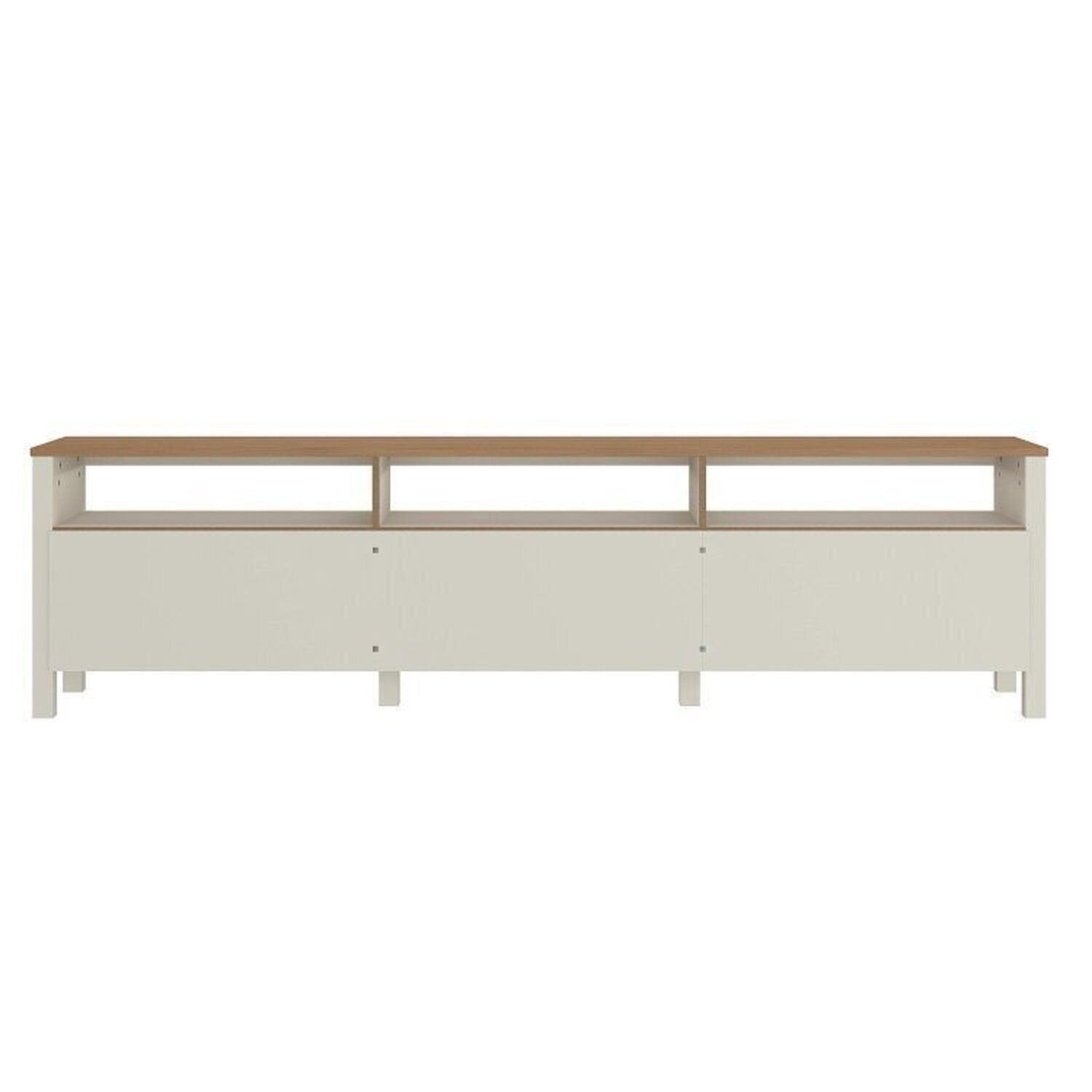 Conjunto Sala Ananda Rack, Estante e Armário Madeira Maciça Off White/Mel CabeCasa MadeiraMadeira