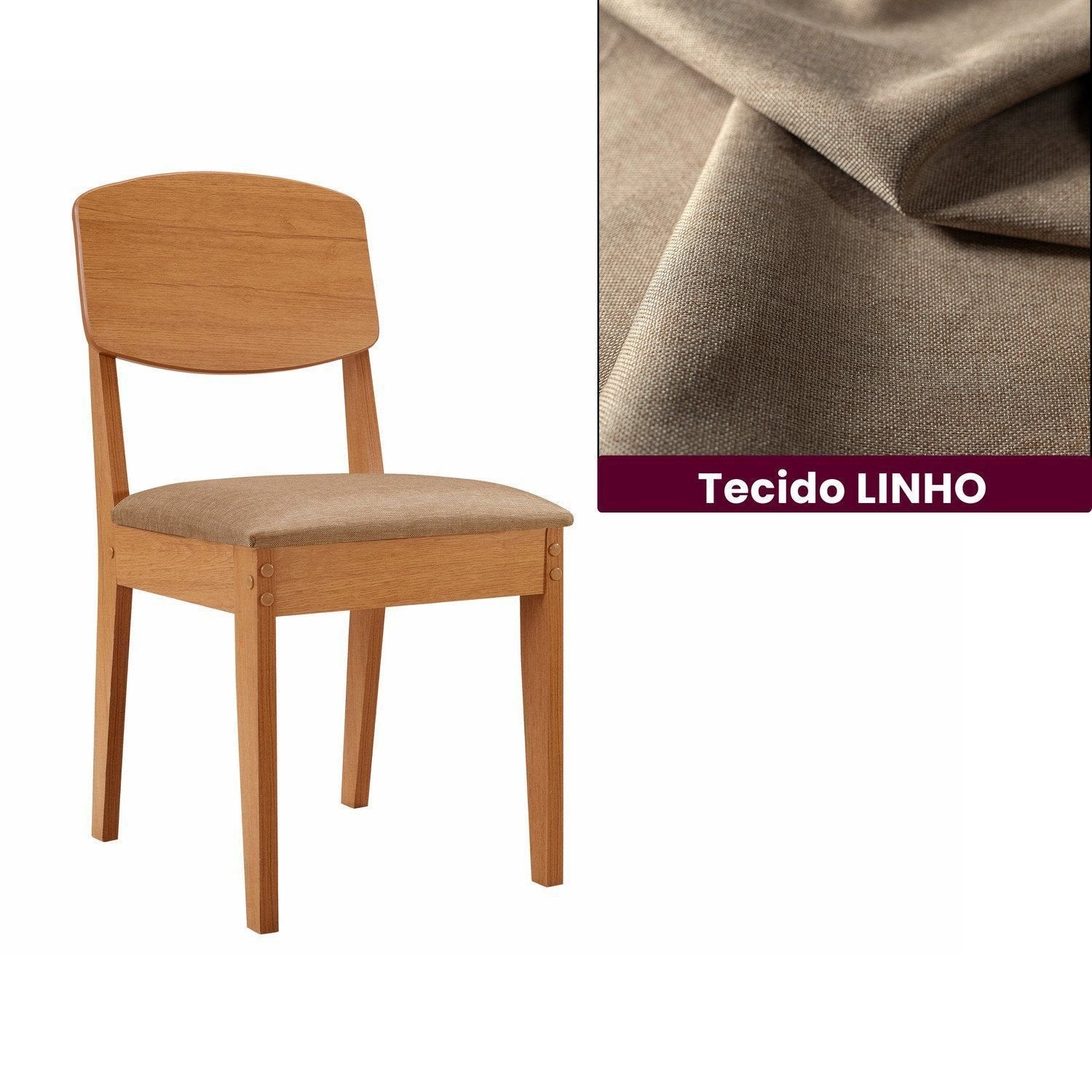 Conjunto Sala de Jantar Mesa Tampo 180cm Canto Copo de MDF e 6 Cadeiras Dublin Cleo Yescasa