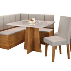 Conjunto Canto Alemão Baú Bariloche Mesa Quadrada 90x90 com 2 Cadeiras Venus MDP Viero 958028