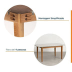 Conjunto Sala de Jantar Tangará Tiê Mesa com 4 Cadeiras Madeira Maciça Tampo MDF e Vidro CabeCasa MadeiraOriginals Bege/Cara